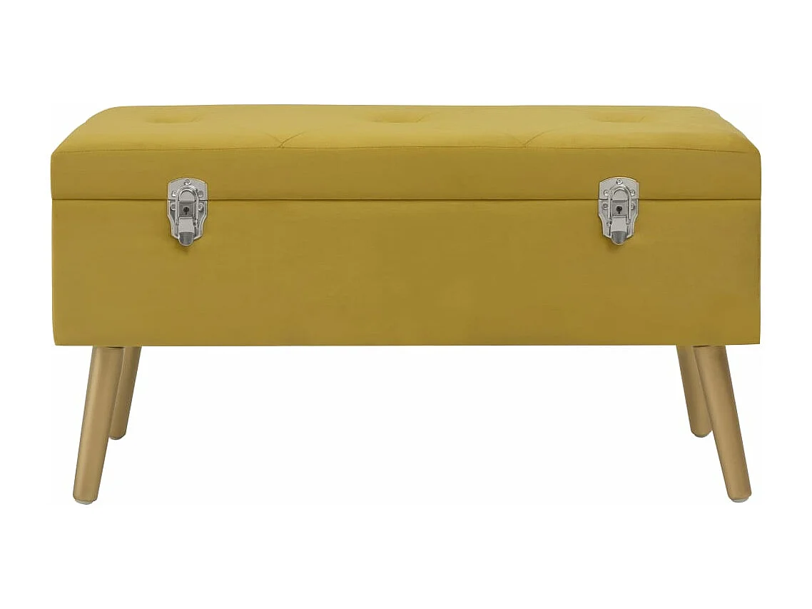 Banc avec compartiment de rangement 80cm Jaune moutarde Velours