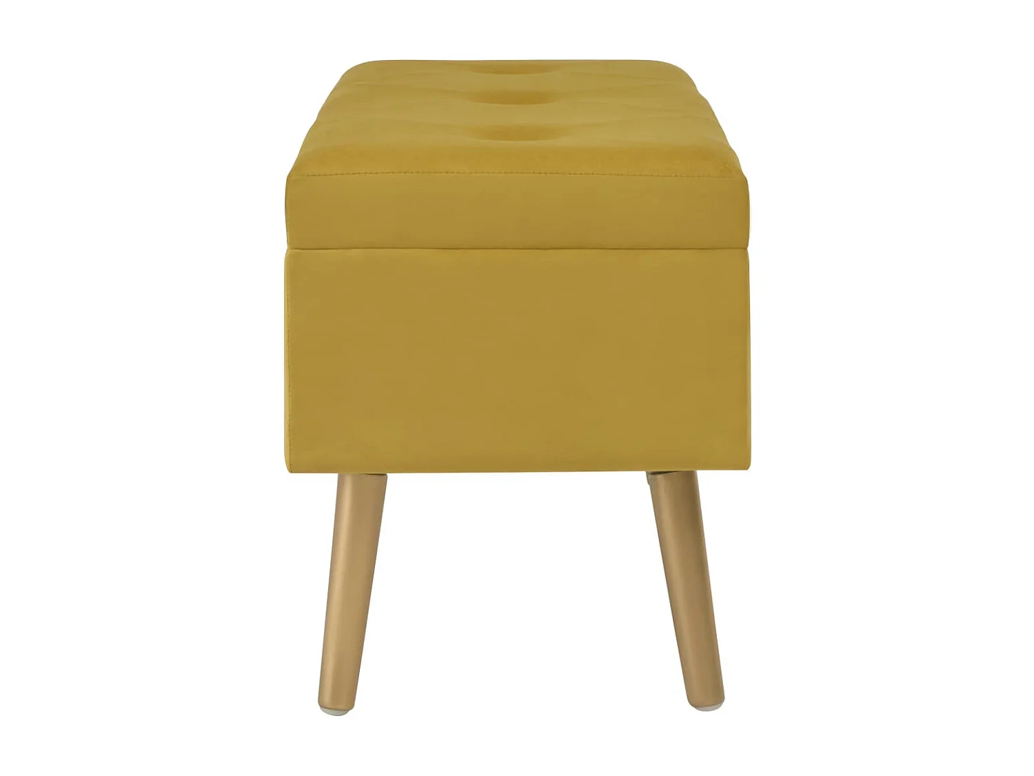 Banc avec compartiment de rangement 80cm Jaune moutarde Velours