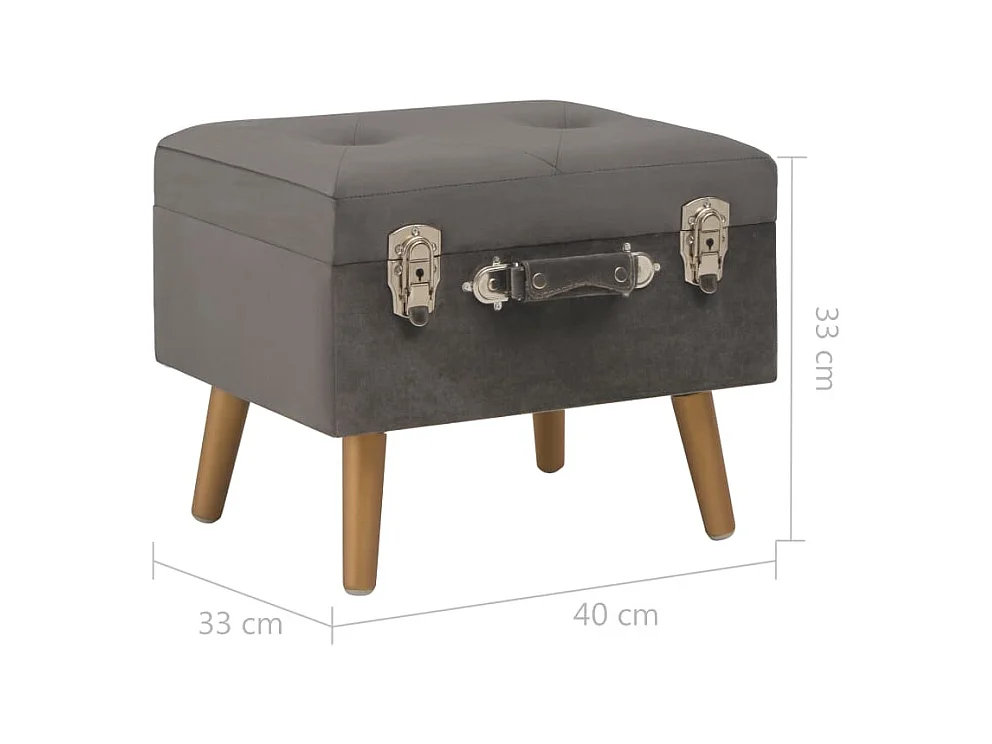 Tabouret de rangement 40 cm Gris Velours