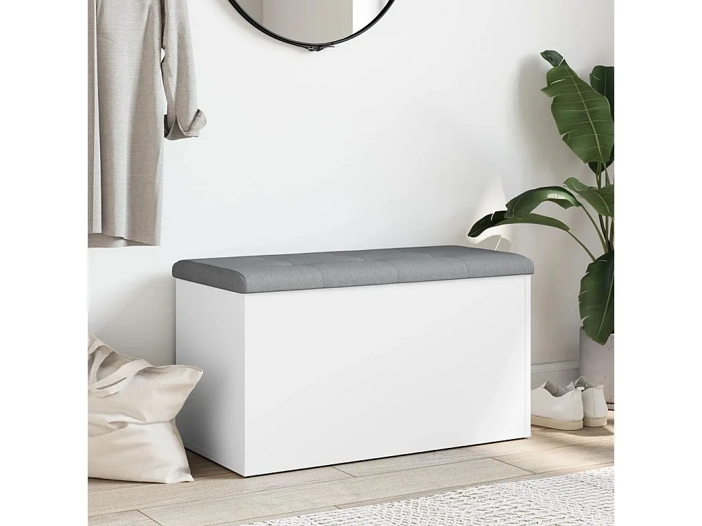 Banc de rangement blanc 82x42x45 cm bois d'ingénierie