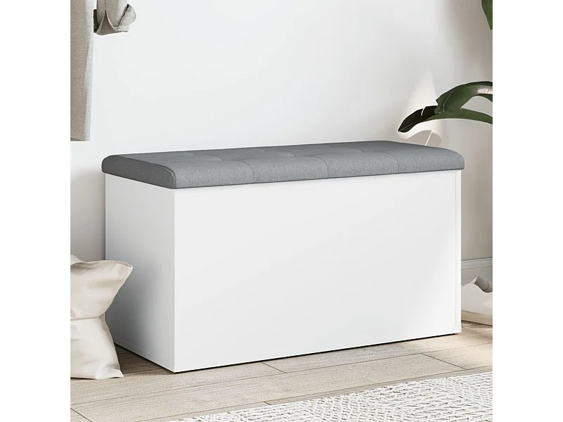 Banco de arrumação branco 82x42x45 cm madeira trabalhada