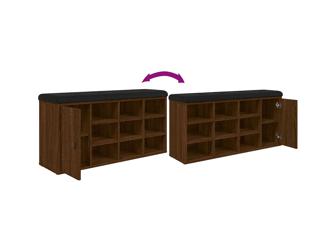 Bruin eiken schoenenbank 102x32x50 cm parket