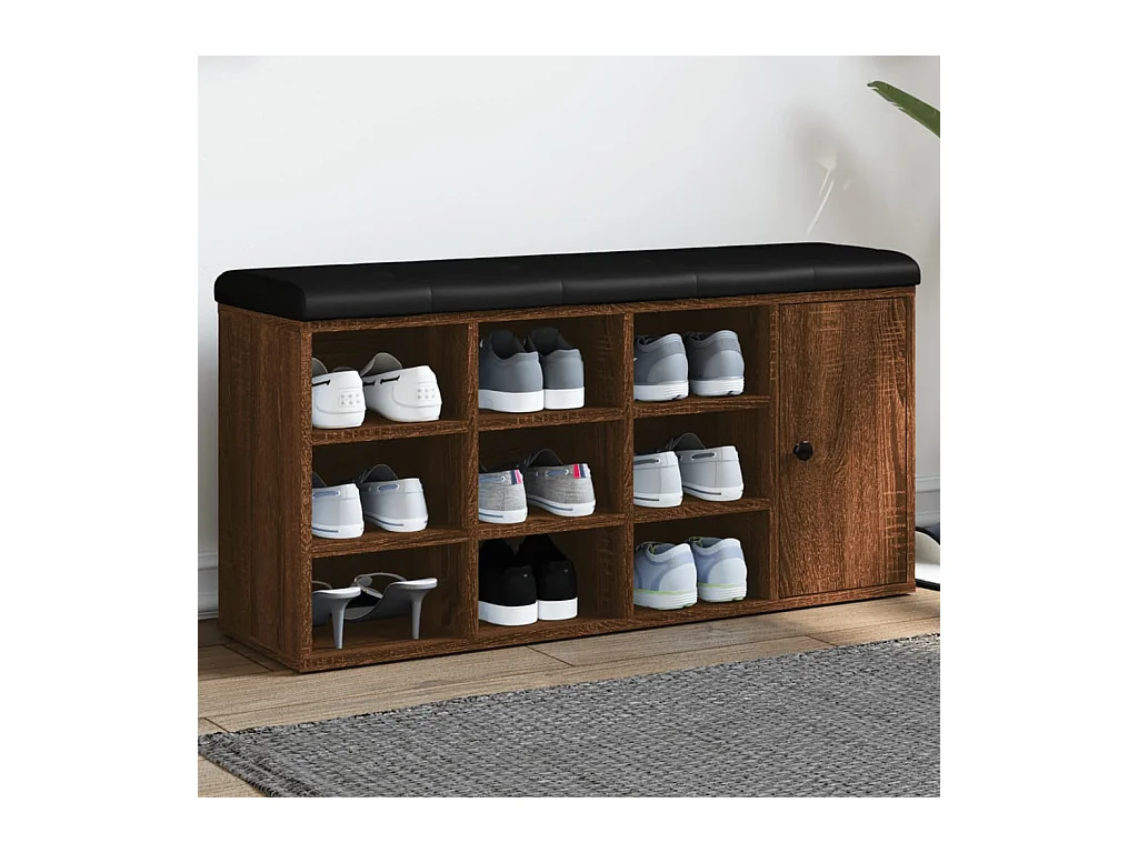 Banc à chaussures chêne marron 102x32x50 cm bois d'ingénierie