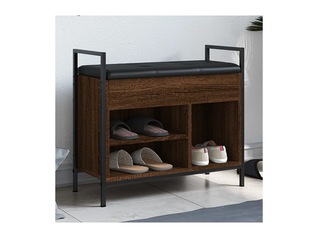 Banc à chaussures chêne marron 65,5x32x57,5cm bois d'ingénierie