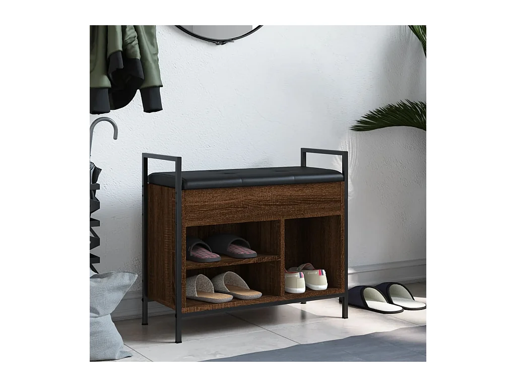 Banc à chaussures chêne marron 65,5x32x57,5cm bois d'ingénierie