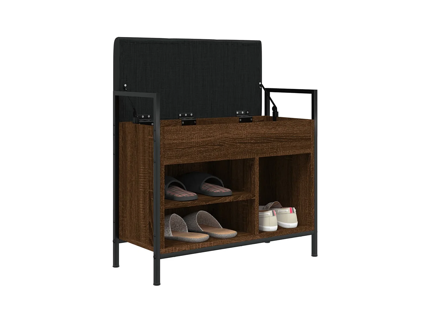 Banc à chaussures chêne marron 65,5x32x57,5cm bois d'ingénierie