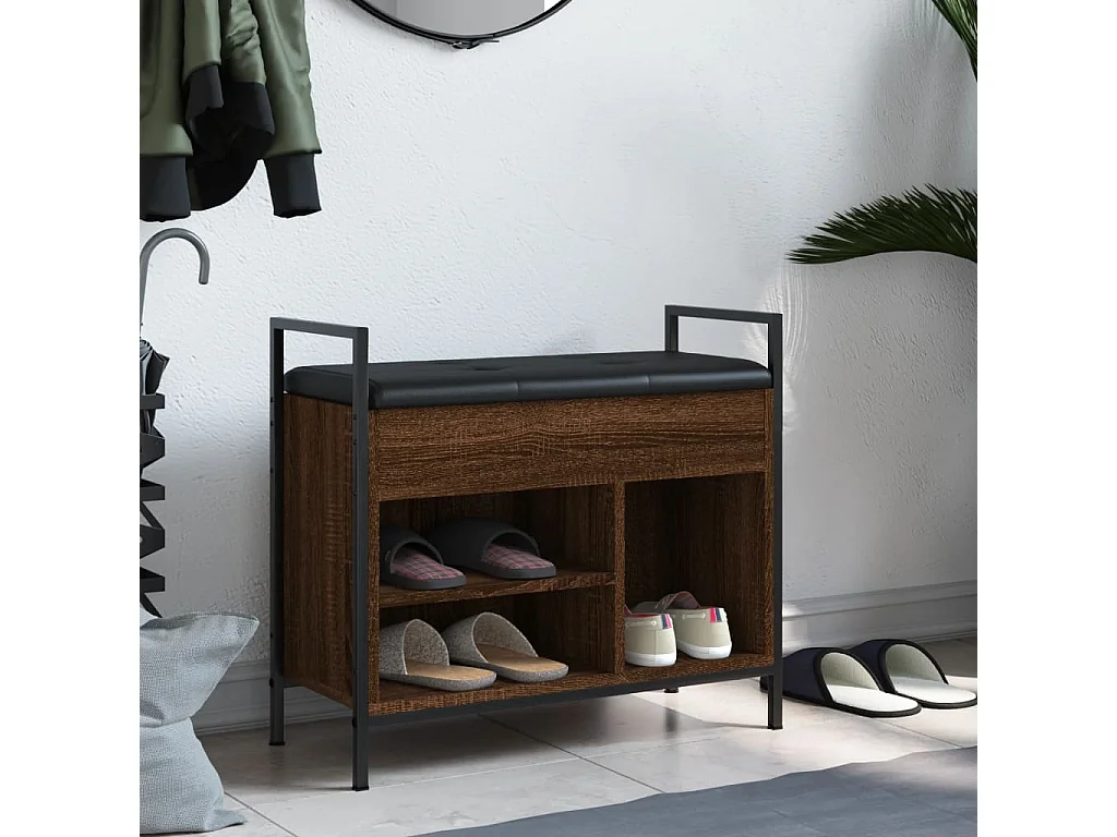 Banc à chaussures chêne marron 65,5x32x57,5cm bois d'ingénierie