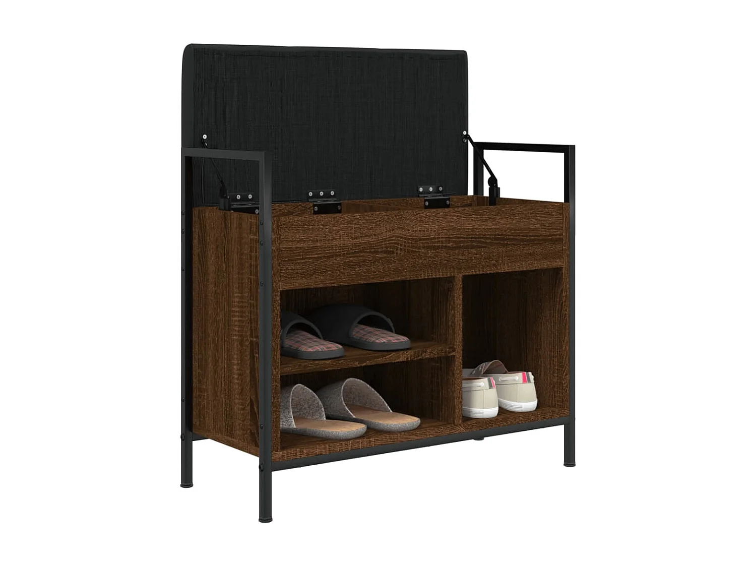 Banc à chaussures chêne marron 65,5x32x57,5cm bois d'ingénierie