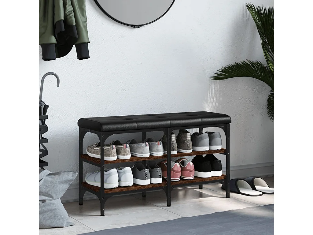 Panca per scarpe in rovere marrone 82x32x47 cm Legno composito