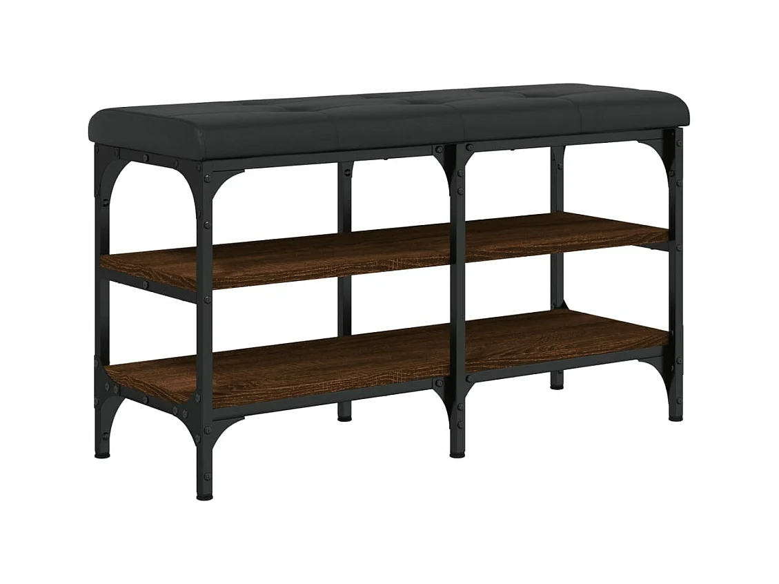 Bruin eiken schoenenbank 82x32x47 cm Bewerkt hout