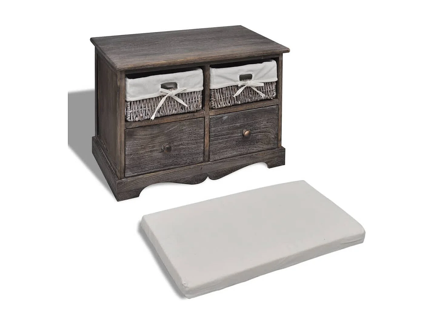 Banco de armazenamento marrom 62x33x42 cm madeira paulownia