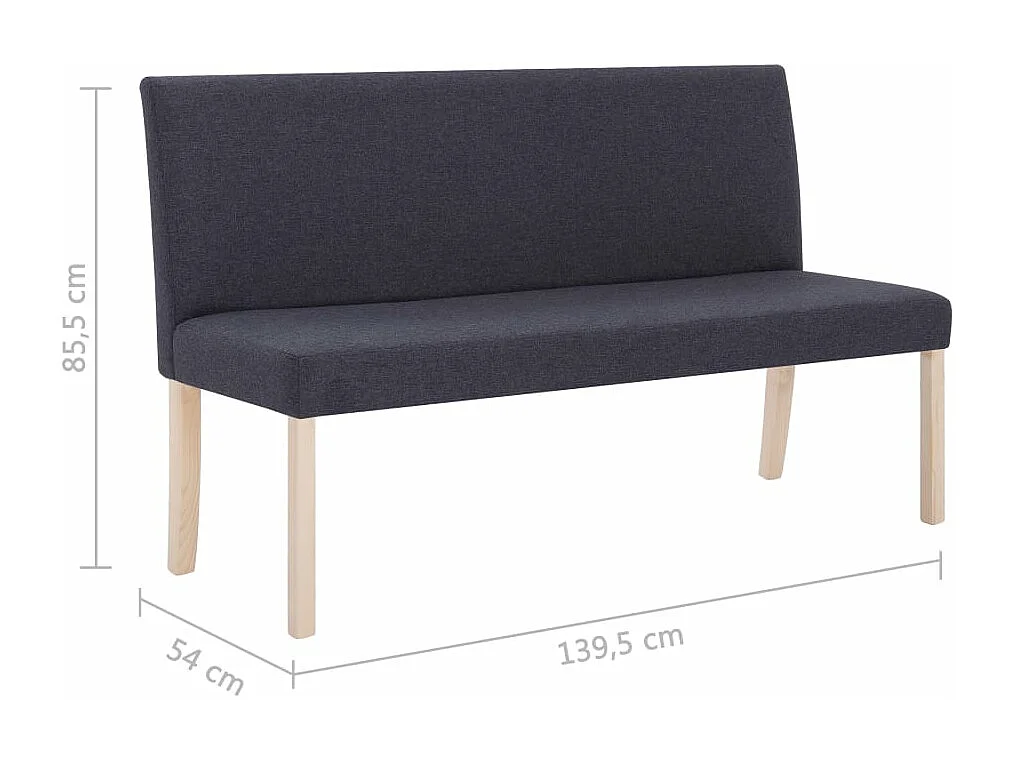 Banc 139,5 cm Gris foncé Polyester