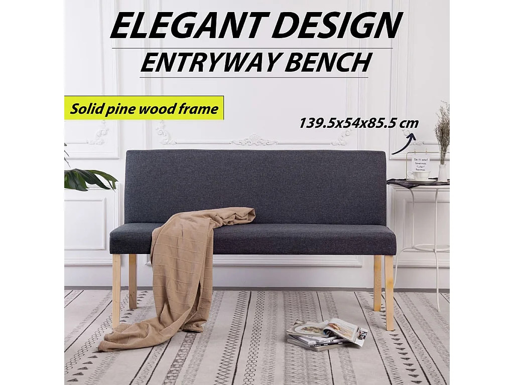 Banc 139,5 cm Gris foncé Polyester
