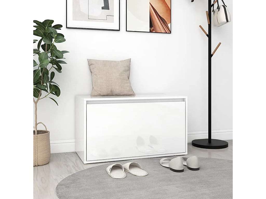 Banc d'entrée 80x40x45 cm Blanc brillant Bois d'ingénierie