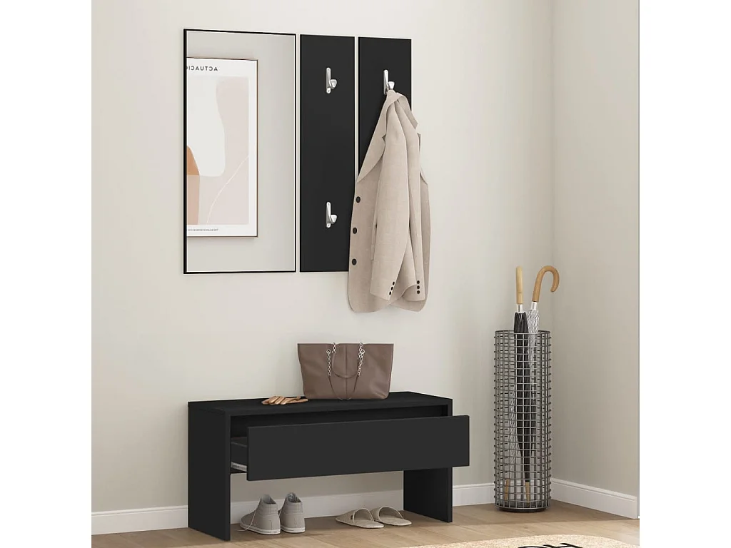 Ensemble de meubles de couloir noir bois d'ingénierie