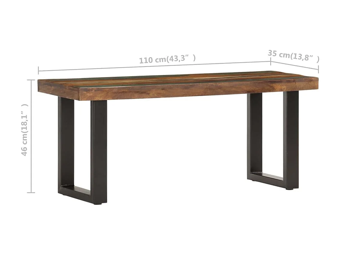 Banco 110 cm Madera maciza recuperada y acero