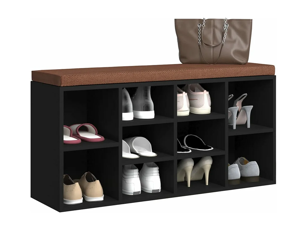 Panca per scarpe Nera 103x30x48 cm MDF