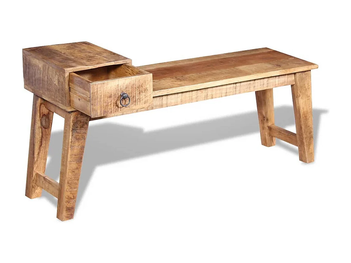 Panca con cassetto Legno massello di mango 120x36x60 cm