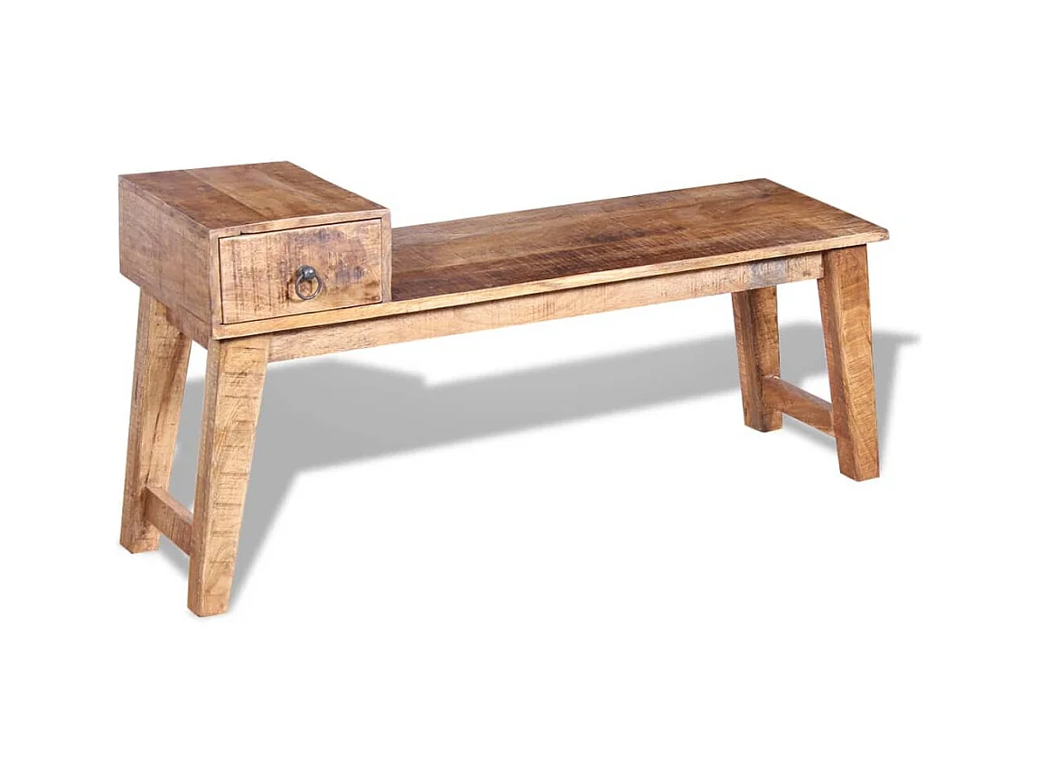 Banc avec tiroir Bois de manguier massif 120x36x60 cm