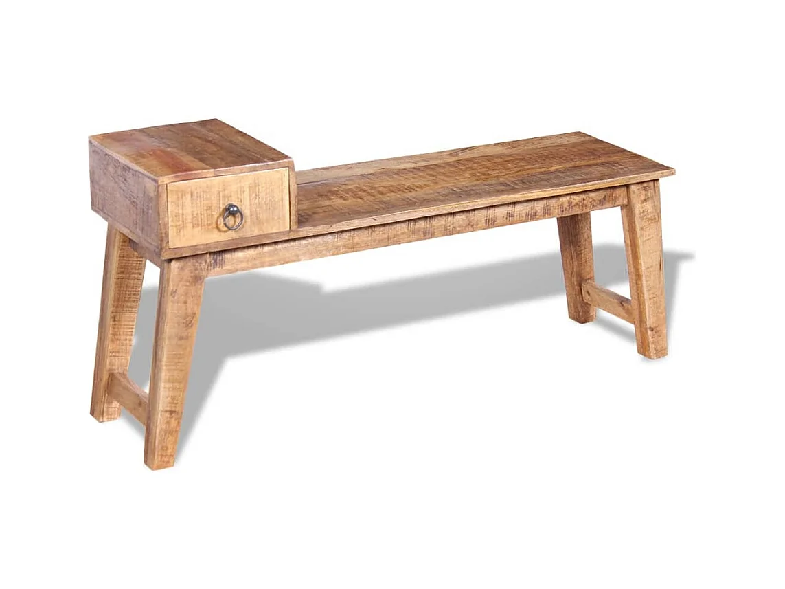 Banc avec tiroir Bois de manguier massif 120x36x60 cm