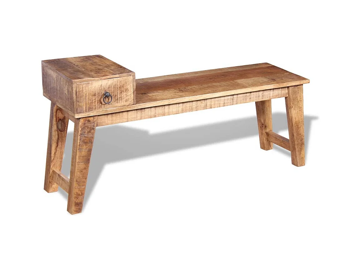 Banc avec tiroir Bois de manguier massif 120x36x60 cm