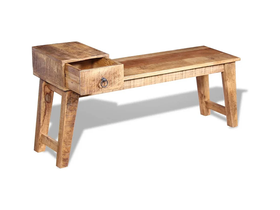 Banc avec tiroir Bois de manguier massif 120x36x60 cm