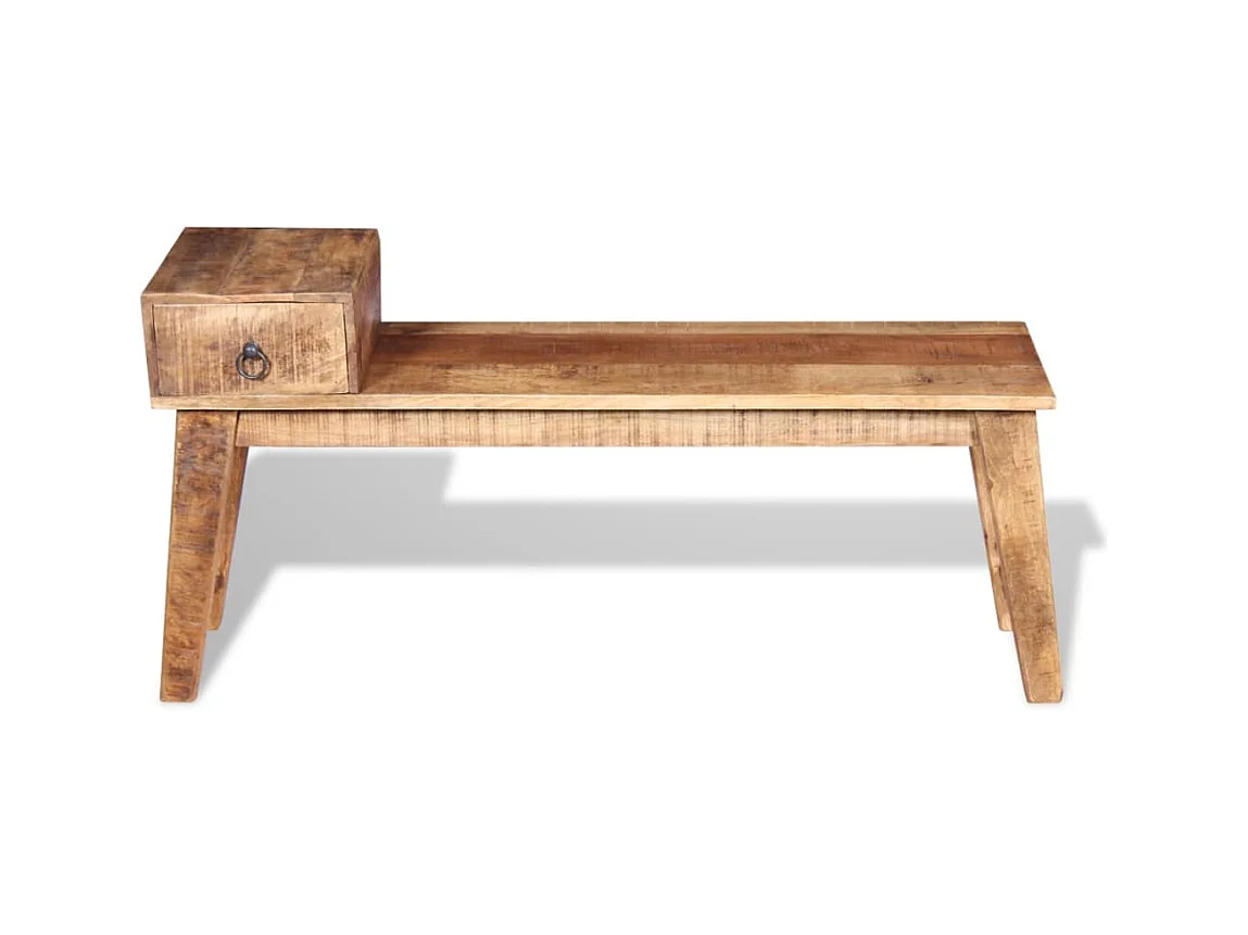Banc avec tiroir Bois de manguier massif 120x36x60 cm