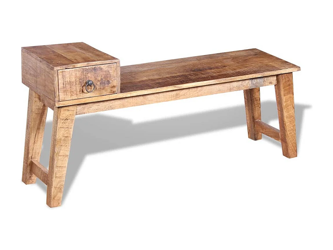 Banc avec tiroir Bois de manguier massif 120x36x60 cm