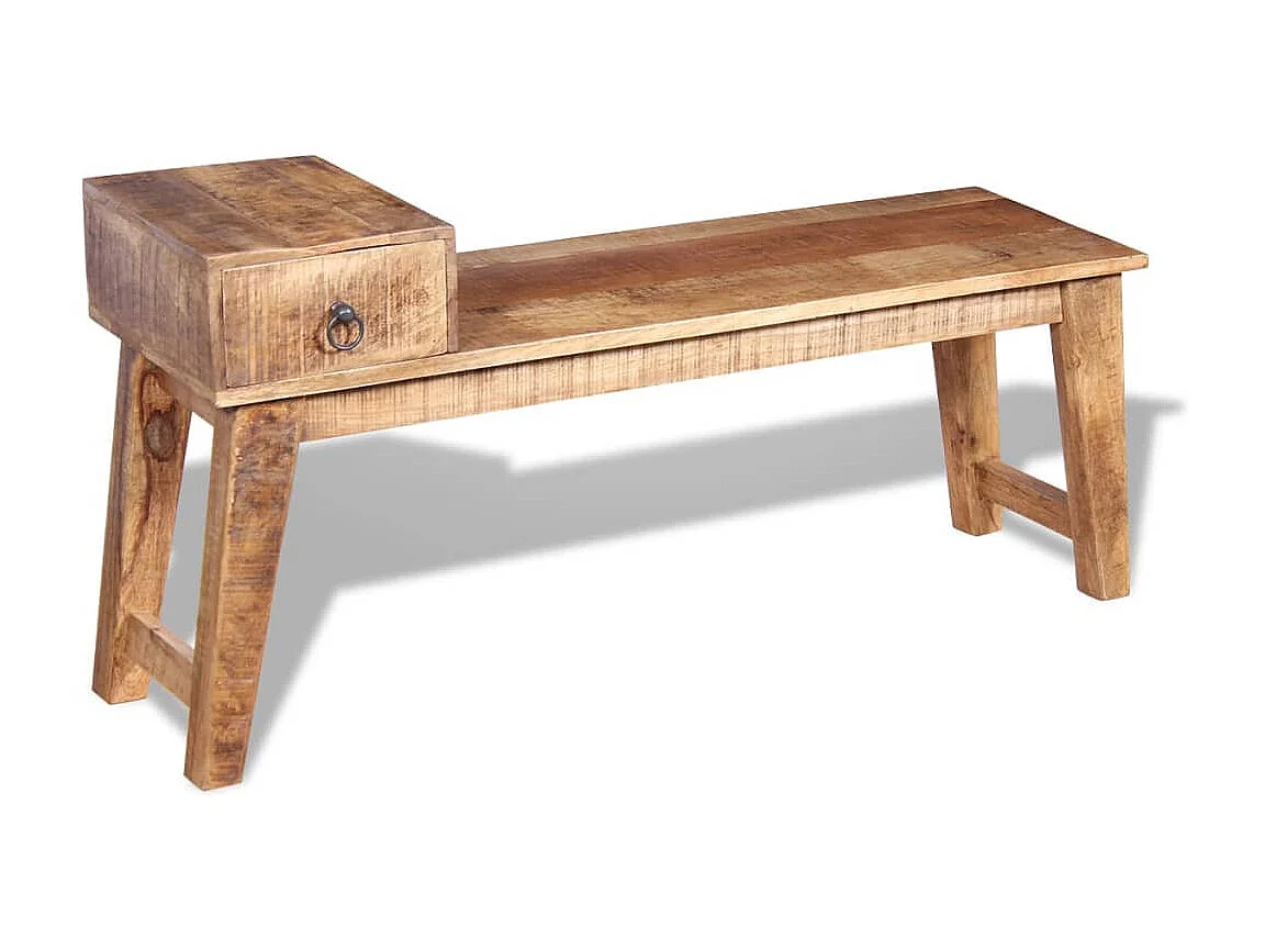 Banc avec tiroir Bois de manguier massif 120x36x60 cm