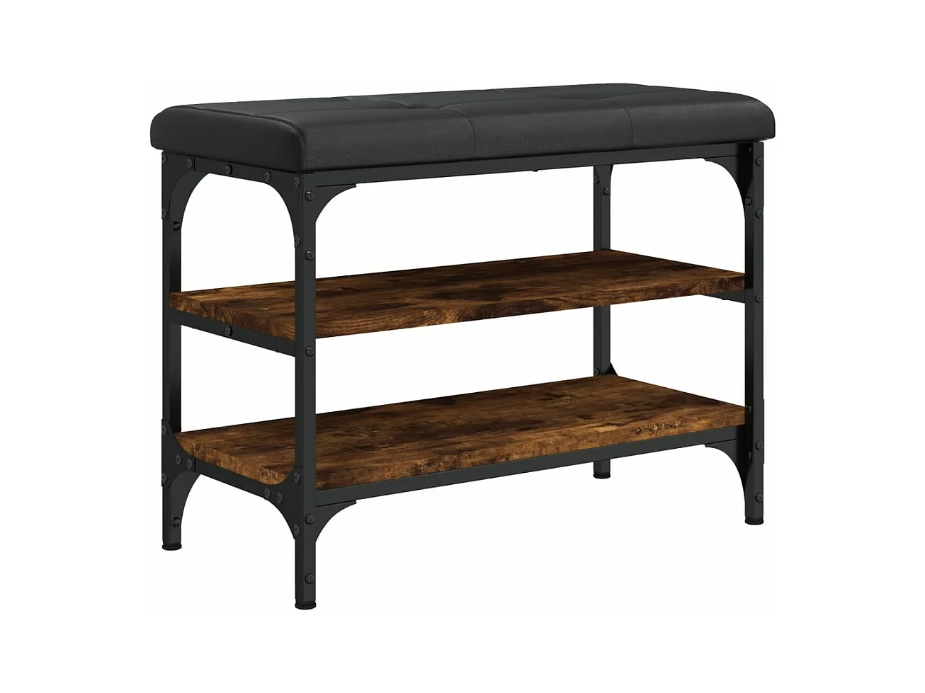 Gerookt eiken schoenenbank 62x32x47 cm samengesteld hout