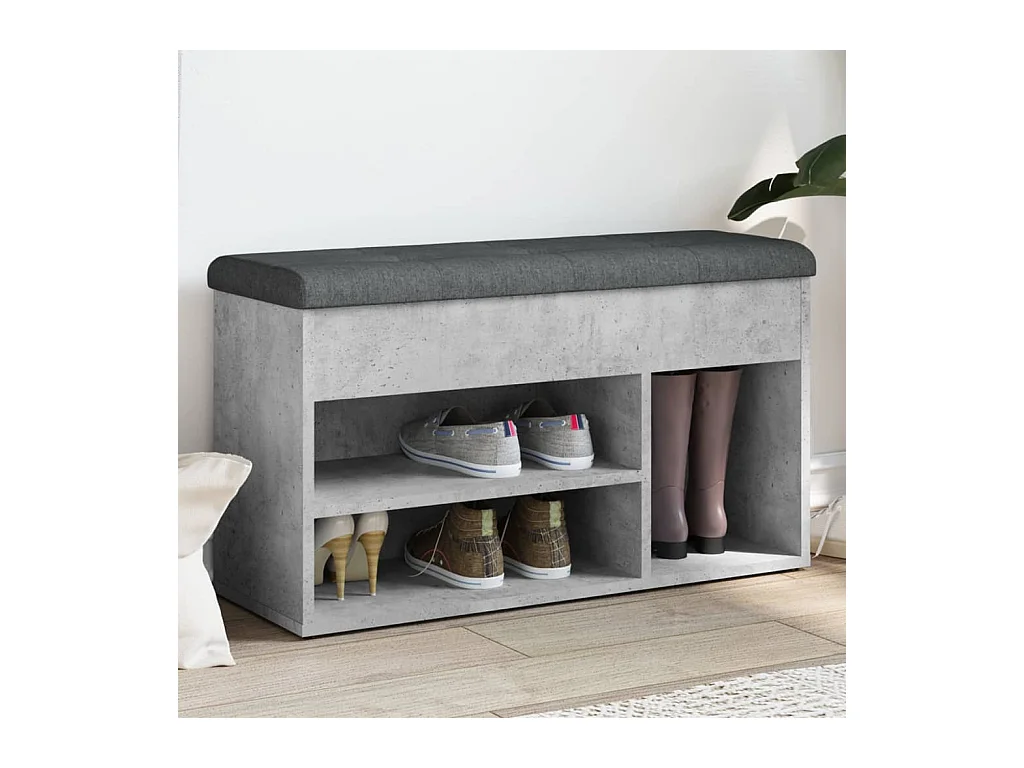 Schoenenbank betongrijs 82x32x45,5 cm parket