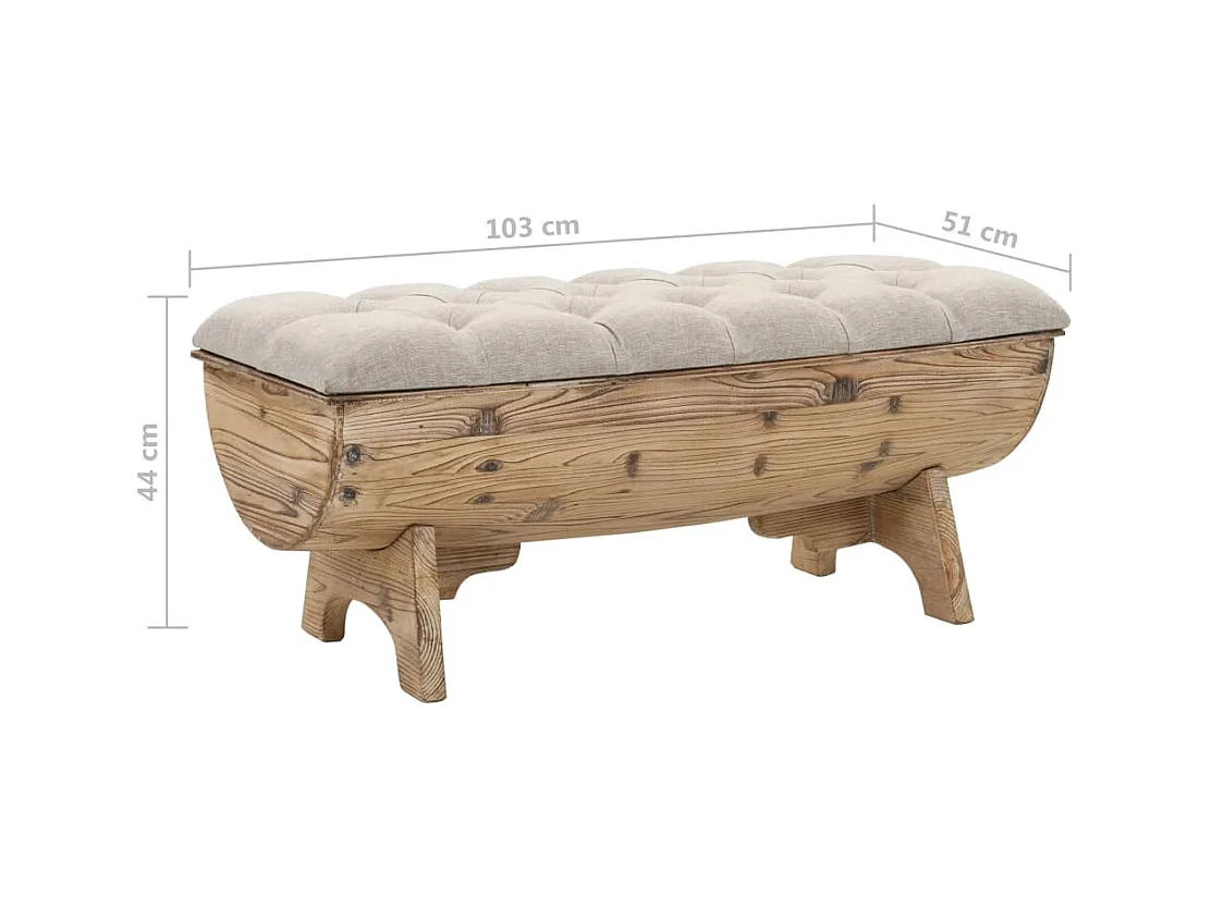 Banco de arrumação Madeira maciça e tecido 103 x 51 x 44 cm