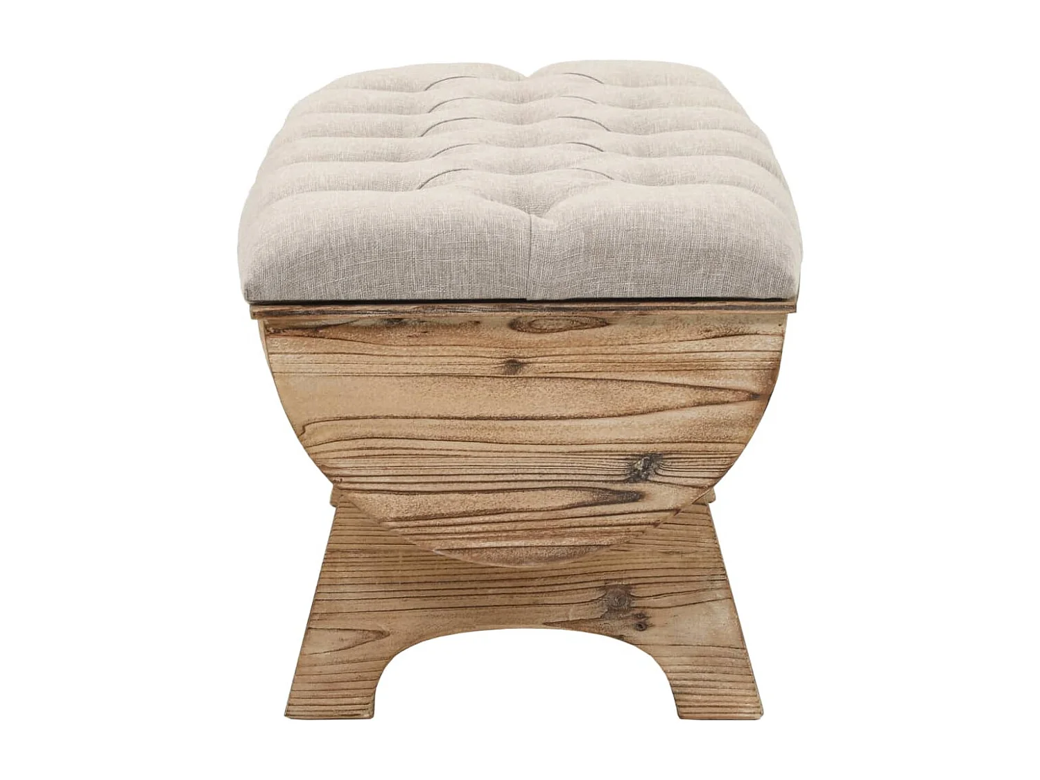 Banc de rangement Bois massif et tissu 103 x 51 x 44 cm