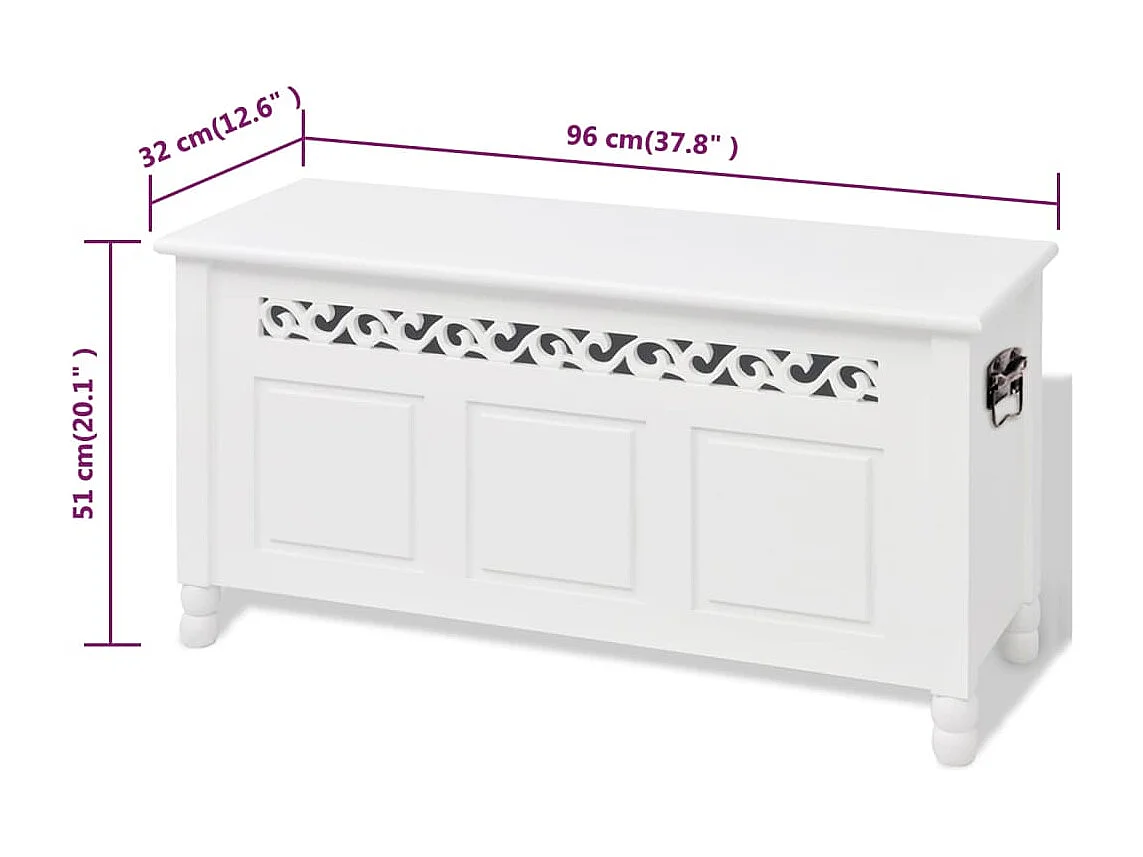 Banc de rangement en style baroque PFDM blanc