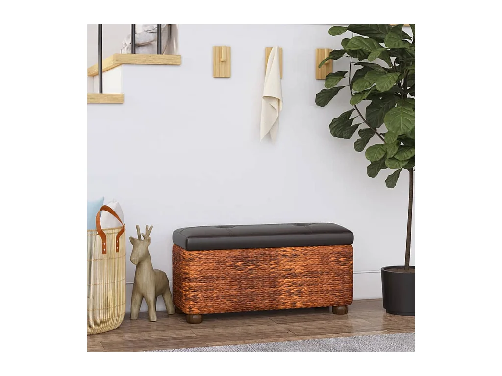 Bancs de rangement lot de 2 et coussin marron 69 cm quenouille