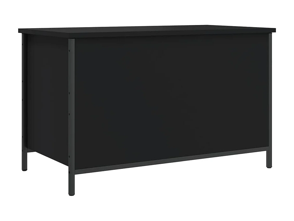 Schwarze Aufbewahrungsbank 80x42,5x50 cm aus Holzwerkstoff