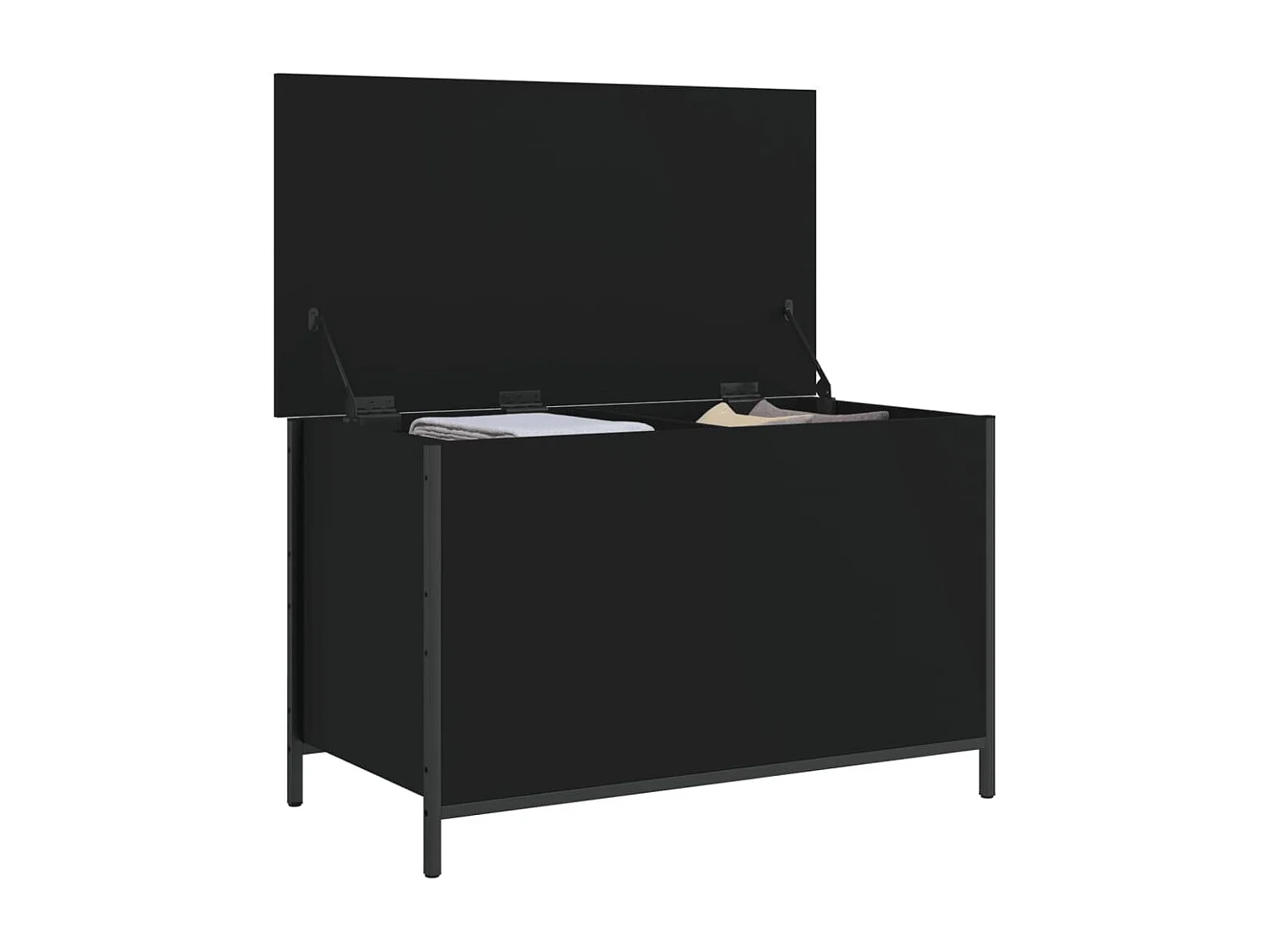 Schwarze Aufbewahrungsbank 80x42,5x50 cm aus Holzwerkstoff