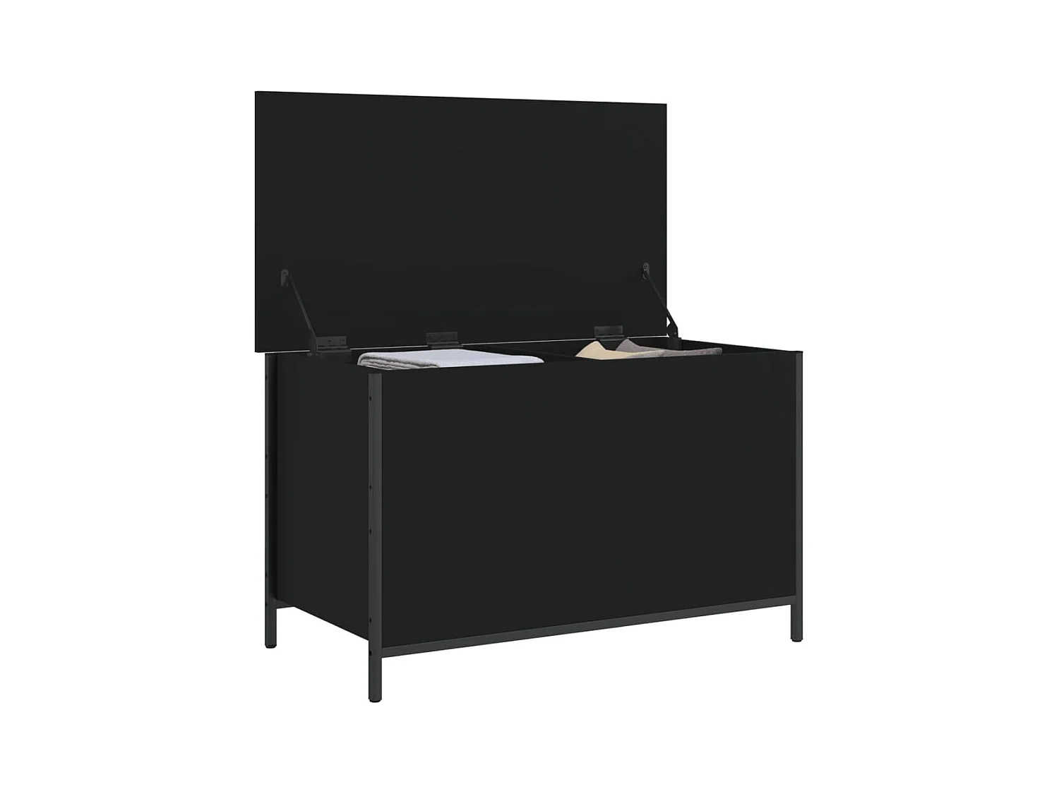 Banc de rangement noir 80x42,5x50 cm bois d'ingénierie