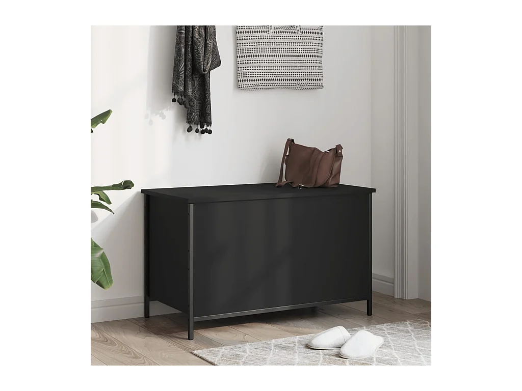 Banc de rangement noir 80x42,5x50 cm bois d'ingénierie