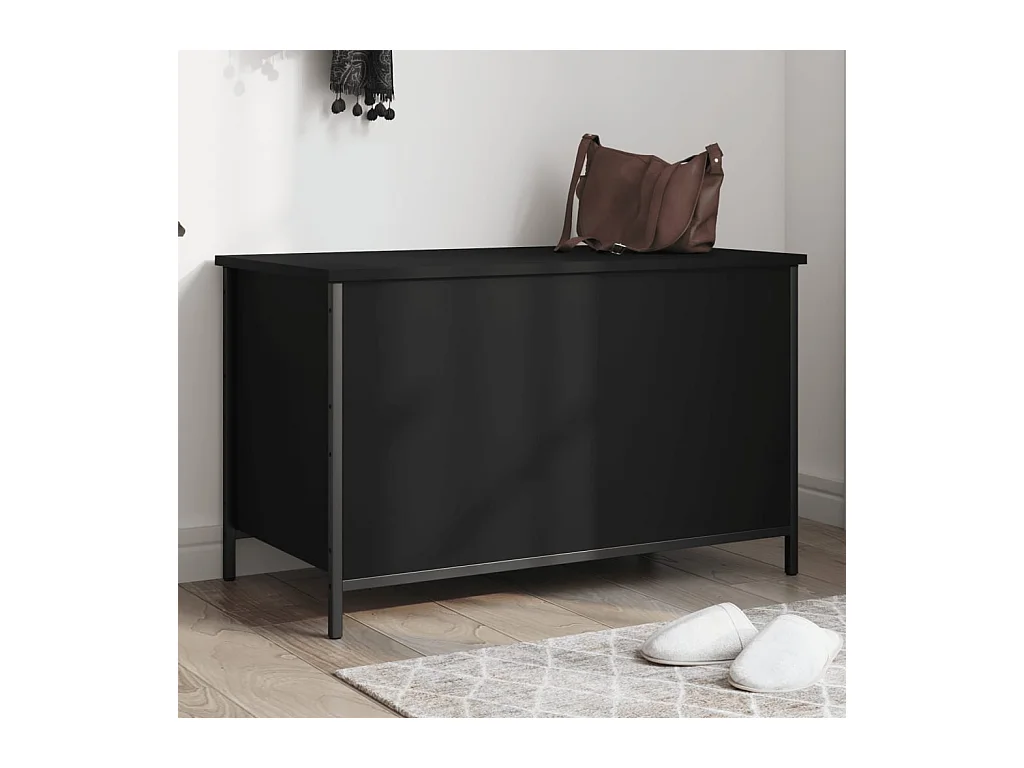 Banc de rangement noir 80x42,5x50 cm bois d'ingénierie