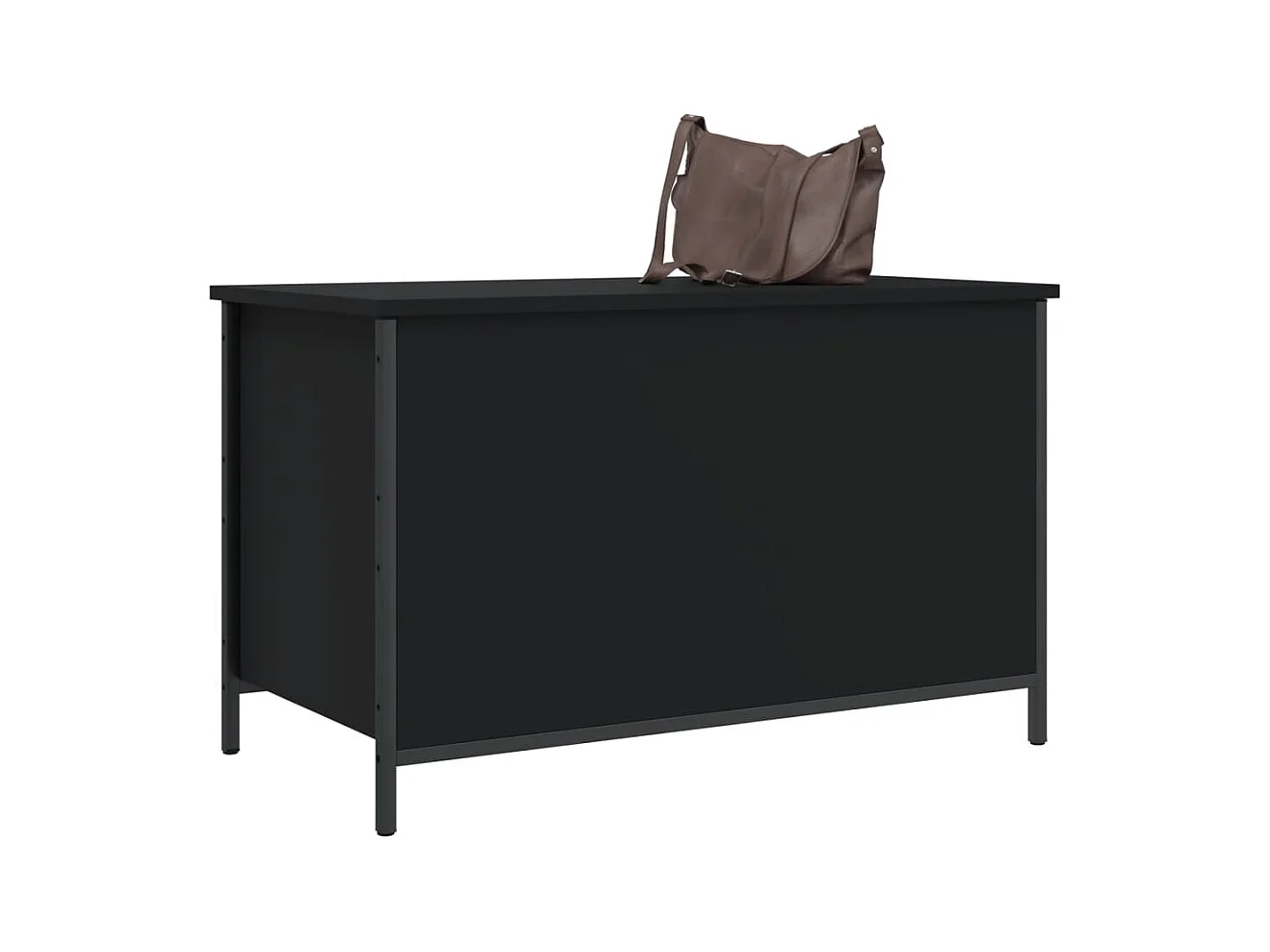 Banc de rangement noir 80x42,5x50 cm bois d'ingénierie
