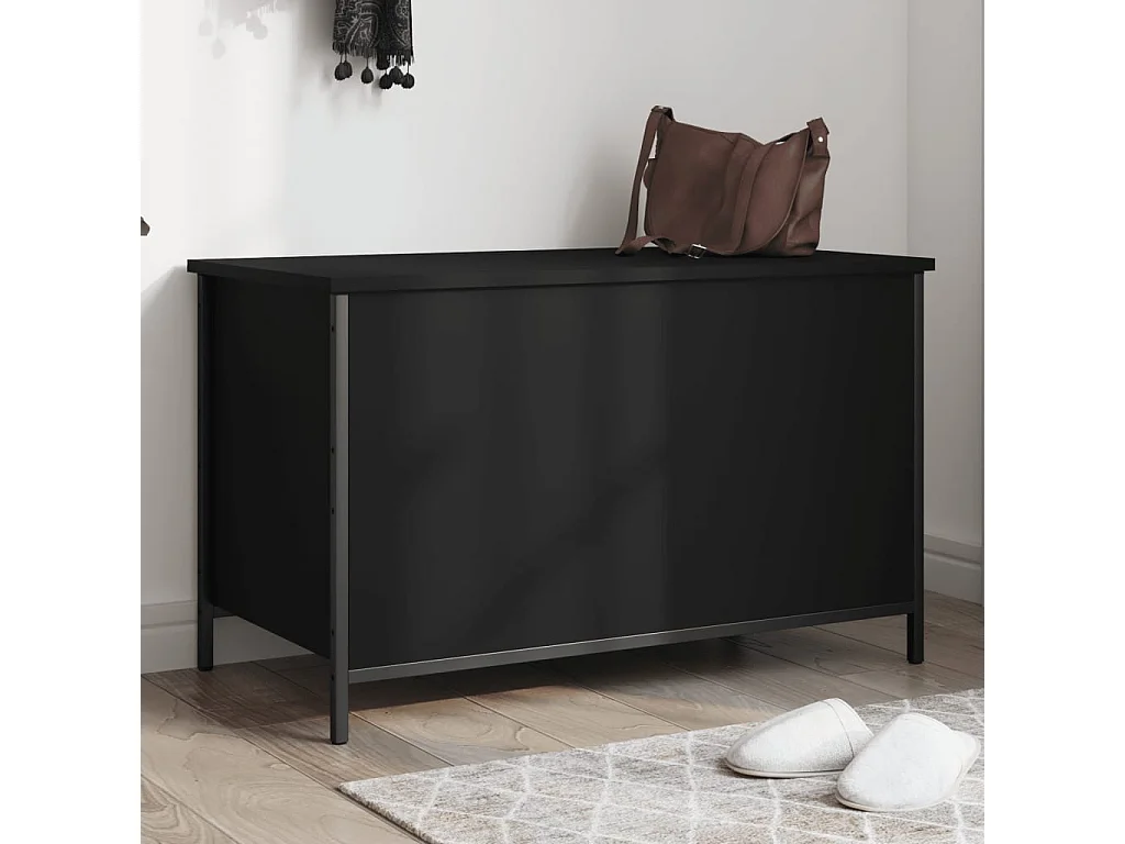 Banc de rangement noir 80x42,5x50 cm bois d'ingénierie