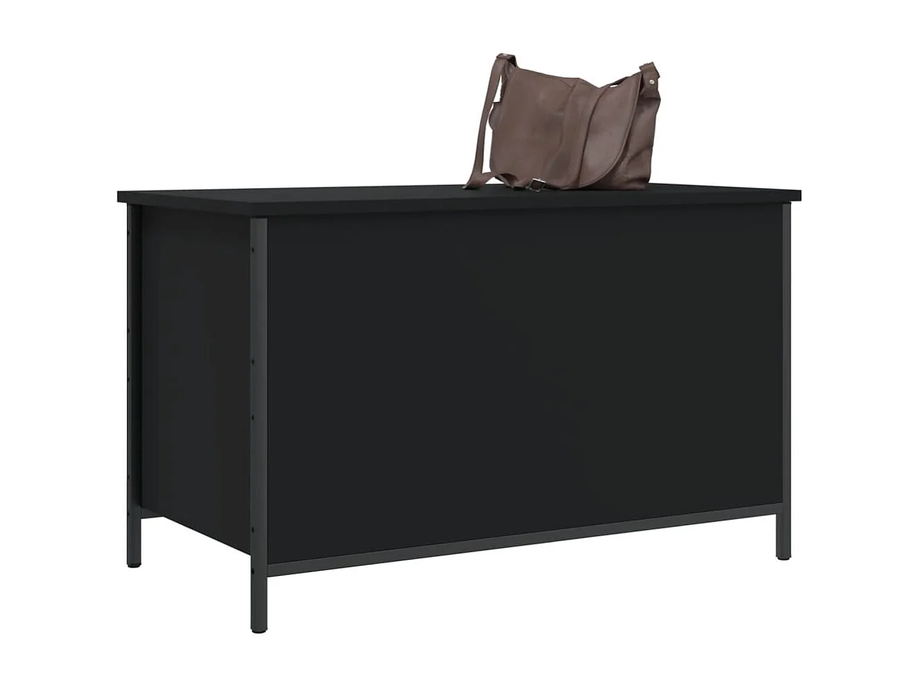 Banc de rangement noir 80x42,5x50 cm bois d'ingénierie