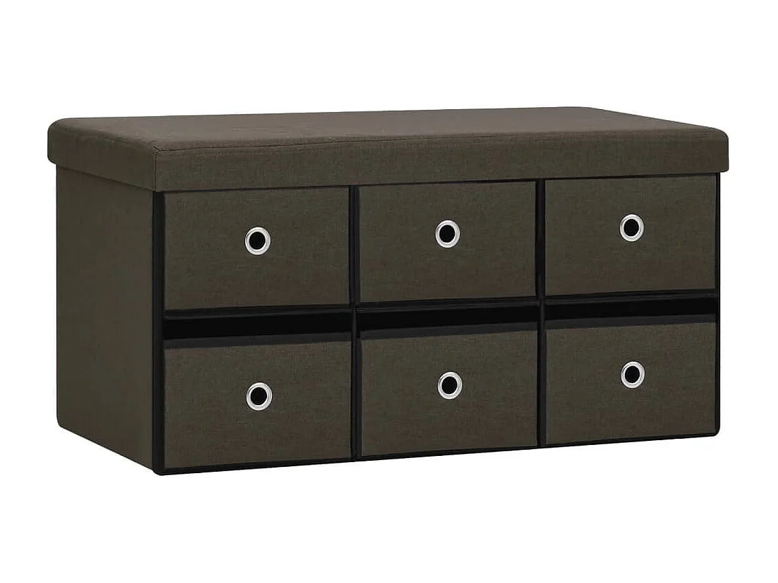Banc de rangement pliable Marron foncé 76x38x38 cm Faux lin