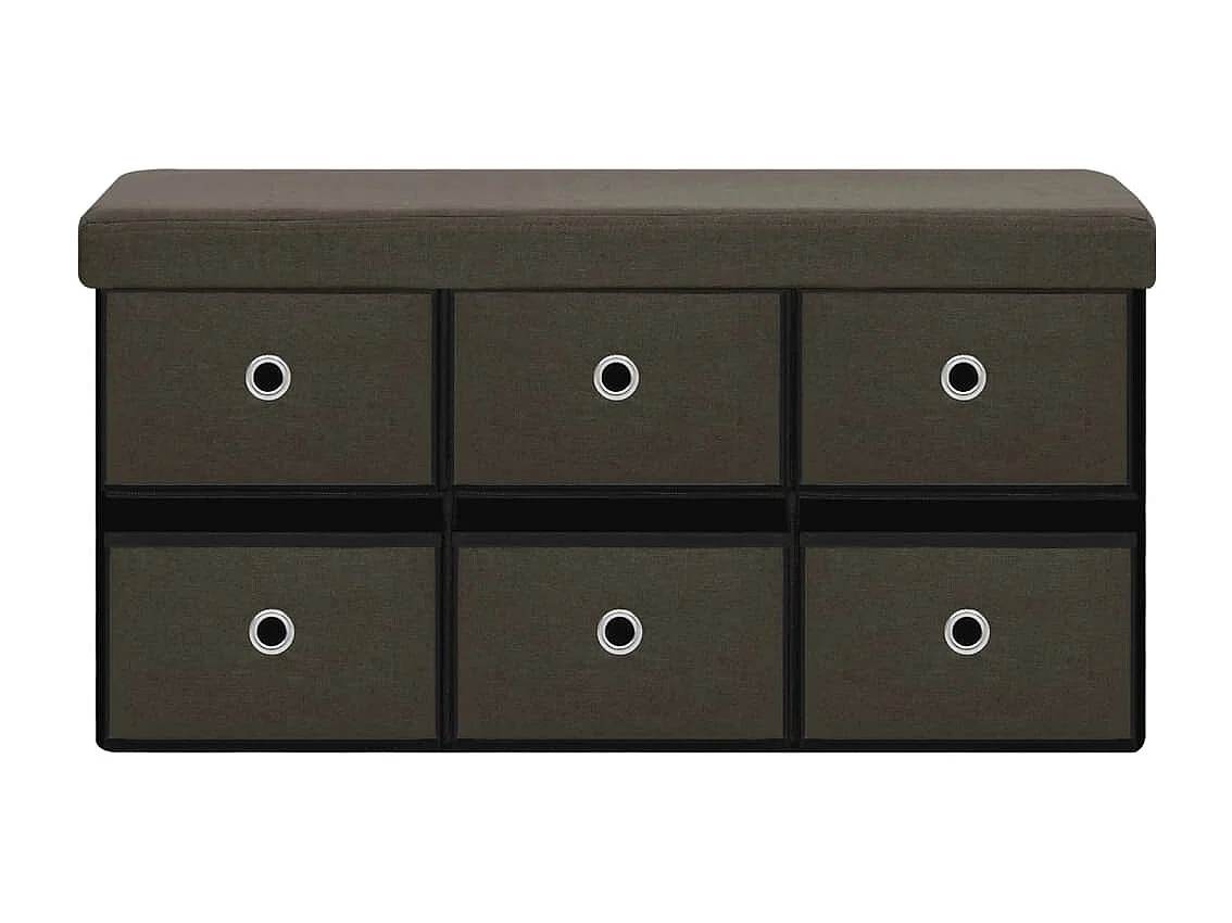 Panca portaoggetti pieghevole Marrone scuro 76x38x38 cm Finto lino