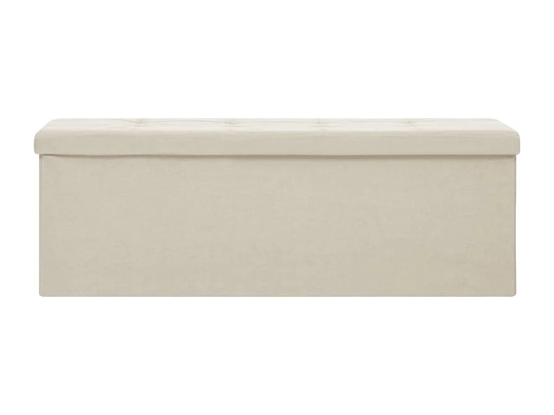 Banc de rangement pliable Blanc crème Faux lin