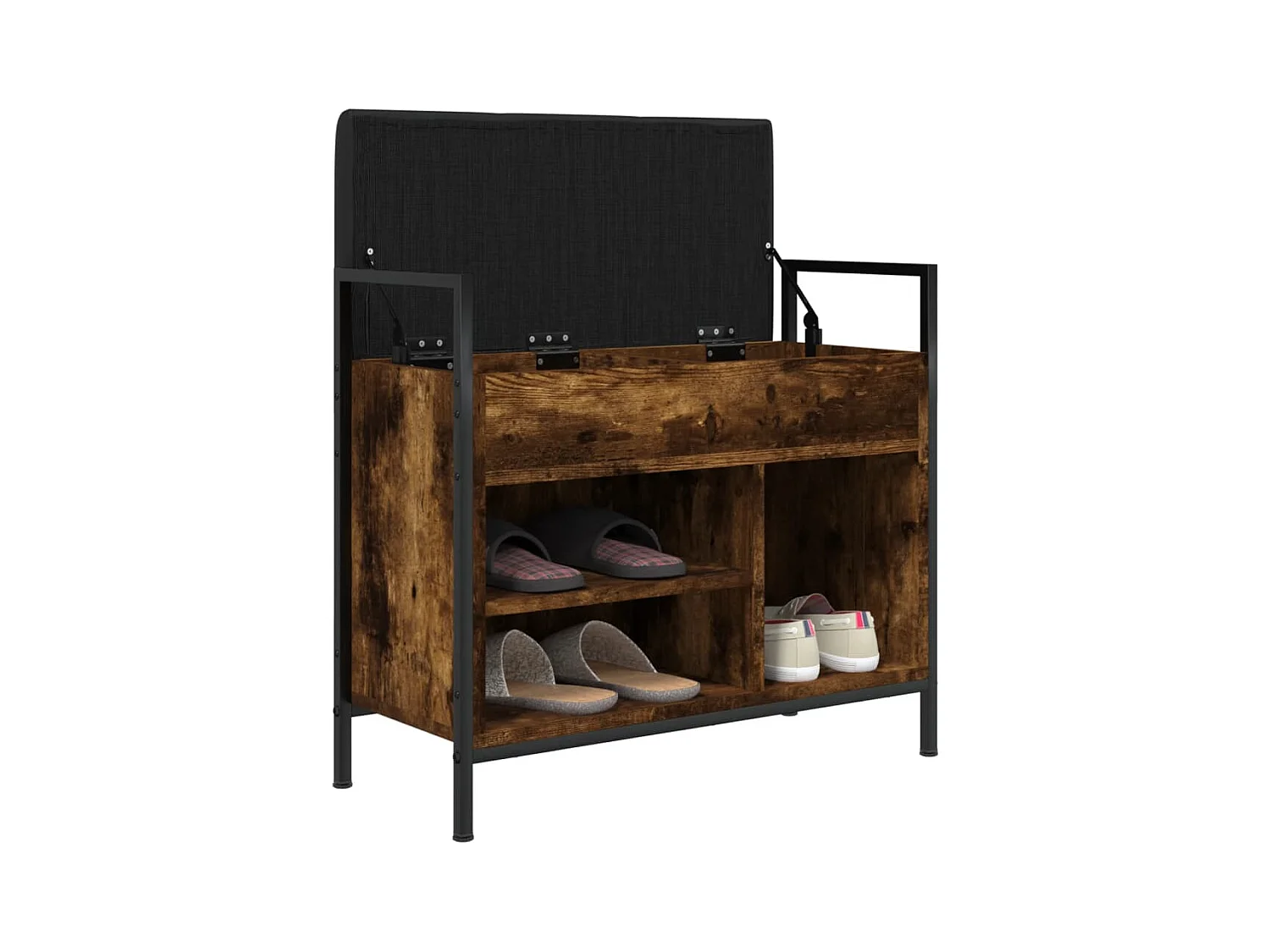 Banc à chaussures chêne fumé 65,5x32x57,5 cm bois d'ingénierie