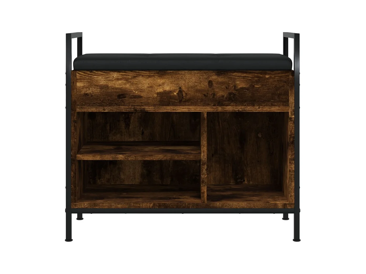 Banc à chaussures chêne fumé 65,5x32x57,5 cm bois d'ingénierie