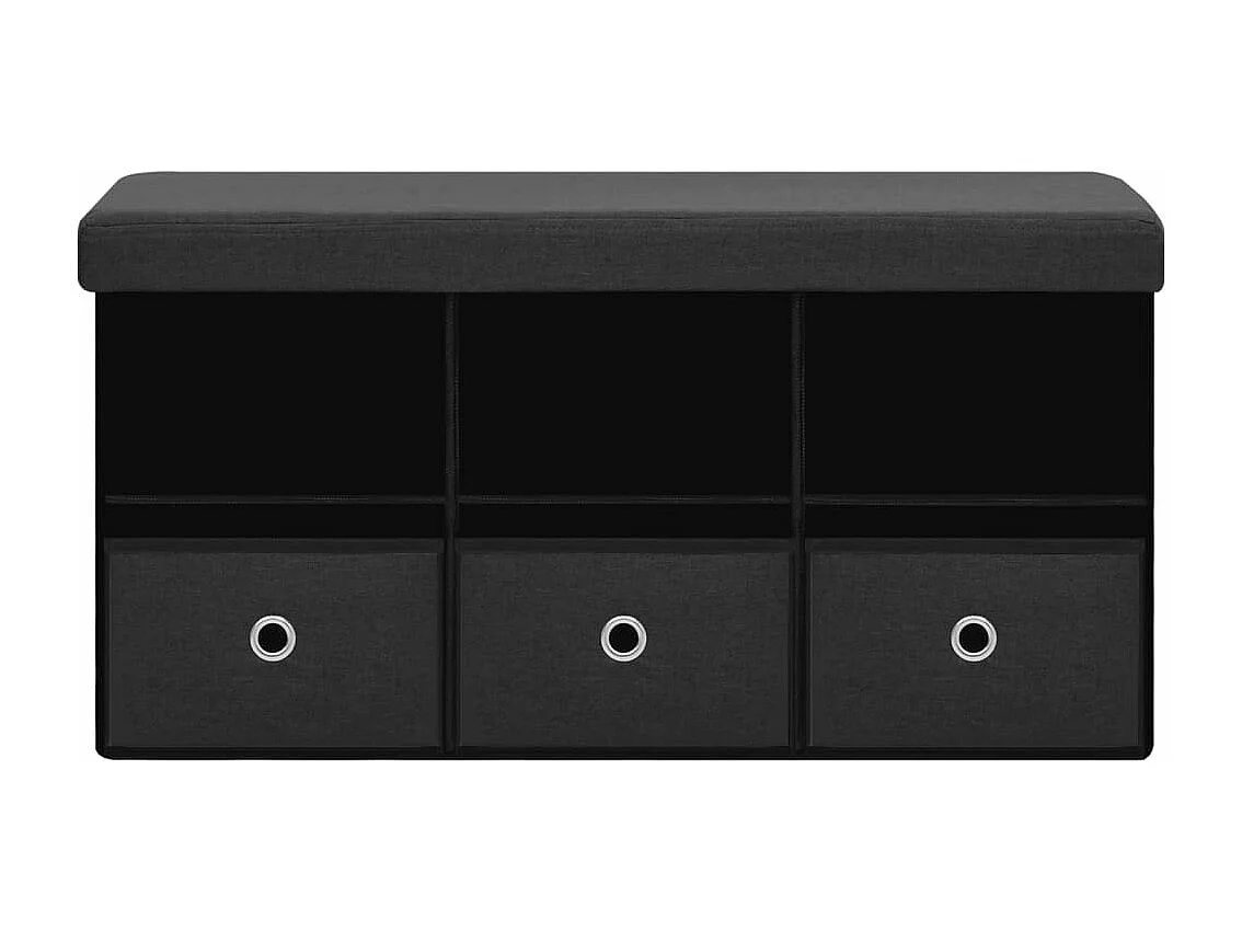 Banco de armazenamento dobrável preto 76x38x38 cm linho sintético