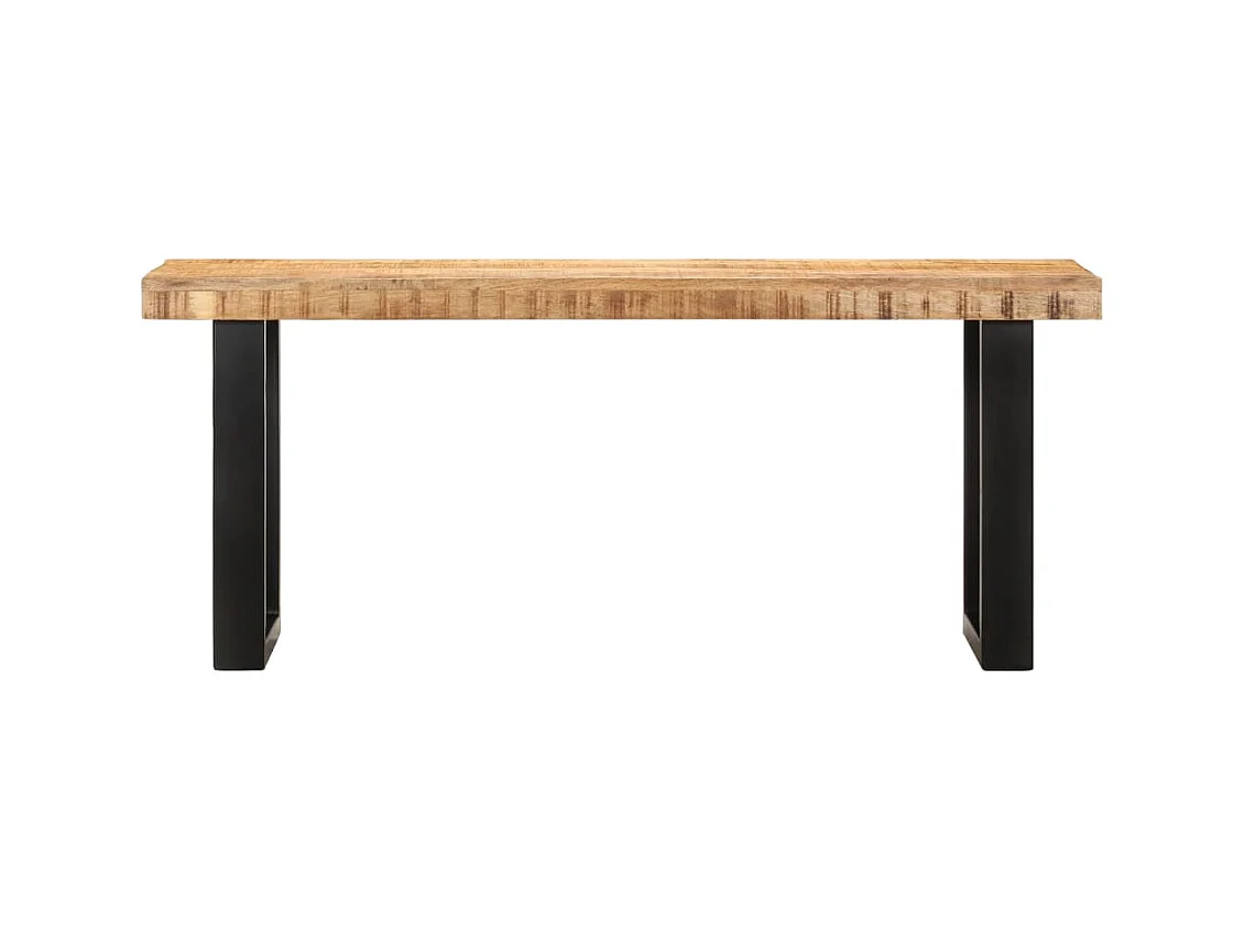 Bank 110 cm Massives rohes Mangoholz und Stahl